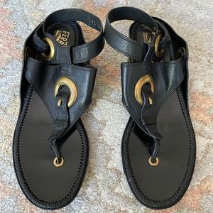 Ferragamo black leather sandals - size 7.5